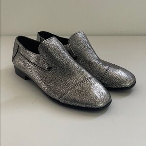 Jeffrey Campbell Bryant Cap-toe Silver Metallic Loafers Size 8